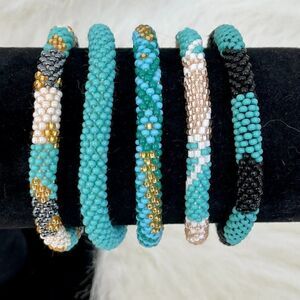 HAND CRAFTED in Nepal Beaded Bracelets (set of 5) #302